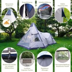 Skandika Tipi Kotona Air Opblaasbare Tent – Opblaasbare Tenten - 4 Persoons Tipi Tent – Tenten - Campingtent – Ingenaaide Tentvloer – Muggengaas – 260 Cm Stahoogte – 490 X 370 X 260 (L X B X H) – Outdoor, Camping, Tuin – Luchttent - Kamperen - Beige -Gardena Winkel 1200x1200 151