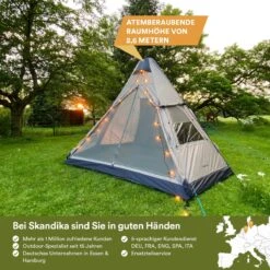 Skandika Tipi Kotona Air Opblaasbare Tent – Opblaasbare Tenten - 4 Persoons Tipi Tent – Tenten - Campingtent – Ingenaaide Tentvloer – Muggengaas – 260 Cm Stahoogte – 490 X 370 X 260 (L X B X H) – Outdoor, Camping, Tuin – Luchttent - Kamperen - Beige -Gardena Winkel 1200x1200 156