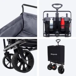 LifeGoods Bolderkar - Opvouwbaar - Tot 120KG - 103L - Extra Draagtas En Duwstang - Wasbaar Polyester - 98x45cm - Zwart/Grijs -Gardena Winkel 1200x1200 185