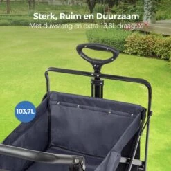 LifeGoods Bolderkar - Opvouwbaar - Tot 120KG - 103L - Extra Draagtas En Duwstang - Wasbaar Polyester - 98x45cm - Zwart/Grijs -Gardena Winkel 1200x1200 187
