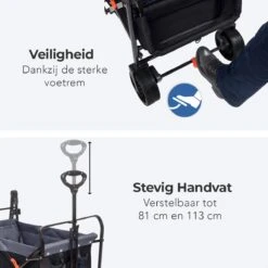LifeGoods Bolderkar - Opvouwbaar - Tot 120KG - 103L - Extra Draagtas En Duwstang - Wasbaar Polyester - 98x45cm - Zwart/Grijs -Gardena Winkel 1200x1200 189