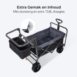 LifeGoods Bolderkar - Opvouwbaar - Tot 120KG - 103L - Extra Draagtas En Duwstang - Wasbaar Polyester - 98x45cm - Zwart/Grijs -Gardena Winkel 1200x1200 190
