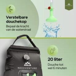 Needventure Solar Douche - Camping Douchezak - Buiten Douche - Tuindouche - Inclusief Thermometer - Waterzak Met Douchekop - 20L - Zwart -Gardena Winkel 1200x1200 197