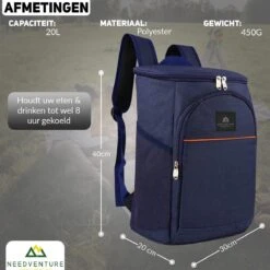 Needventure Koeltas - Lunchtas - Koelrugtas - Picknicktas - 20 Liter - Flessenhouder - Bieropener - Blauw -Gardena Winkel 1200x1200 29