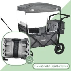 FableKids LEO X4Plus Opvouwbare Wagen Met Dak Fossil Grey -Gardena Winkel 1200x1200 330