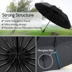 Beefree Automatische MONSTER Stormparaplu Met 16 Panelen Ø 104 Cm - Zwart -Gardena Winkel 1200x1200 377