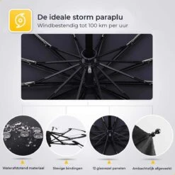 NovaQ Storm Paraplu Opvouwbaar - Paars - Polsband - Automatisch Uitklapbaar - Tot 100p/u Windproof - 110cm - 12 Panelen -Gardena Winkel 1200x1200 384