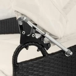 Casaria Polyrattan Zonne-Eiland Ø185cm – Incl. Kussens - Zwart Crème -Gardena Winkel 1200x1200 395