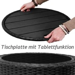 Casaria Polyrattan Zonne-Eiland Ø185cm – Incl. Kussens - Zwart Crème -Gardena Winkel 1200x1200 400