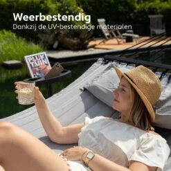 Vita5 Hangmat Met Standaard En Spreidstok – 2 Persoons – Incl. Bekerhouder - Afneembaar Kussen – Uv-bestendig – Lichtgrijs -Gardena Winkel 1200x1200 437