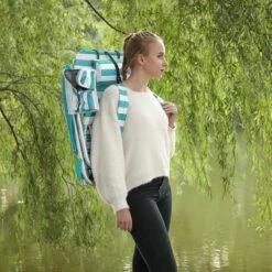 Strandstoel Met Afneembare Hoofdsteun, Draagbare Klapstoel, Campingstoel, Rugleuning Tot 180° Verstelbaar, Met Bekerhouder En Zijvak, Groene En Witte Strepen GCB62JW -Gardena Winkel 1200x1200 44