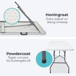 LifeGoods Klaptafel - Inklapbaar - 70x180cm - Verstelbare Vouwtafel - Weerbestendig - Wit -Gardena Winkel 1200x1200 451