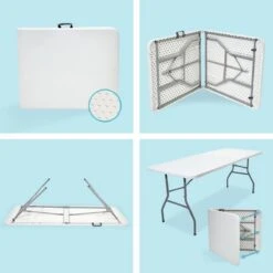 LifeGoods Klaptafel - Inklapbaar - 70x180cm - Verstelbare Vouwtafel - Weerbestendig - Wit -Gardena Winkel 1200x1200 453