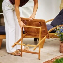 Merkloos EezyLife Houten Bijzettafel - 46x46x46cm - Acacia Hout - Tuintafel -Gardena Winkel 1200x1200 462