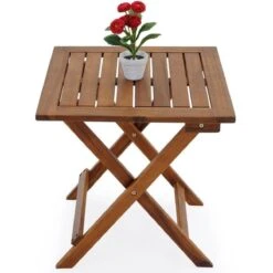 Merkloos EezyLife Houten Bijzettafel - 46x46x46cm - Acacia Hout - Tuintafel -Gardena Winkel 1200x1200 465