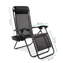 LifeGoods Opvouwbare Tuinstoelen - Verstelbaar Zonnescherm - 2 Stuks - 30°-90° Verstelbaar - Metaal - Zwart -Gardena Winkel 1200x1200 472