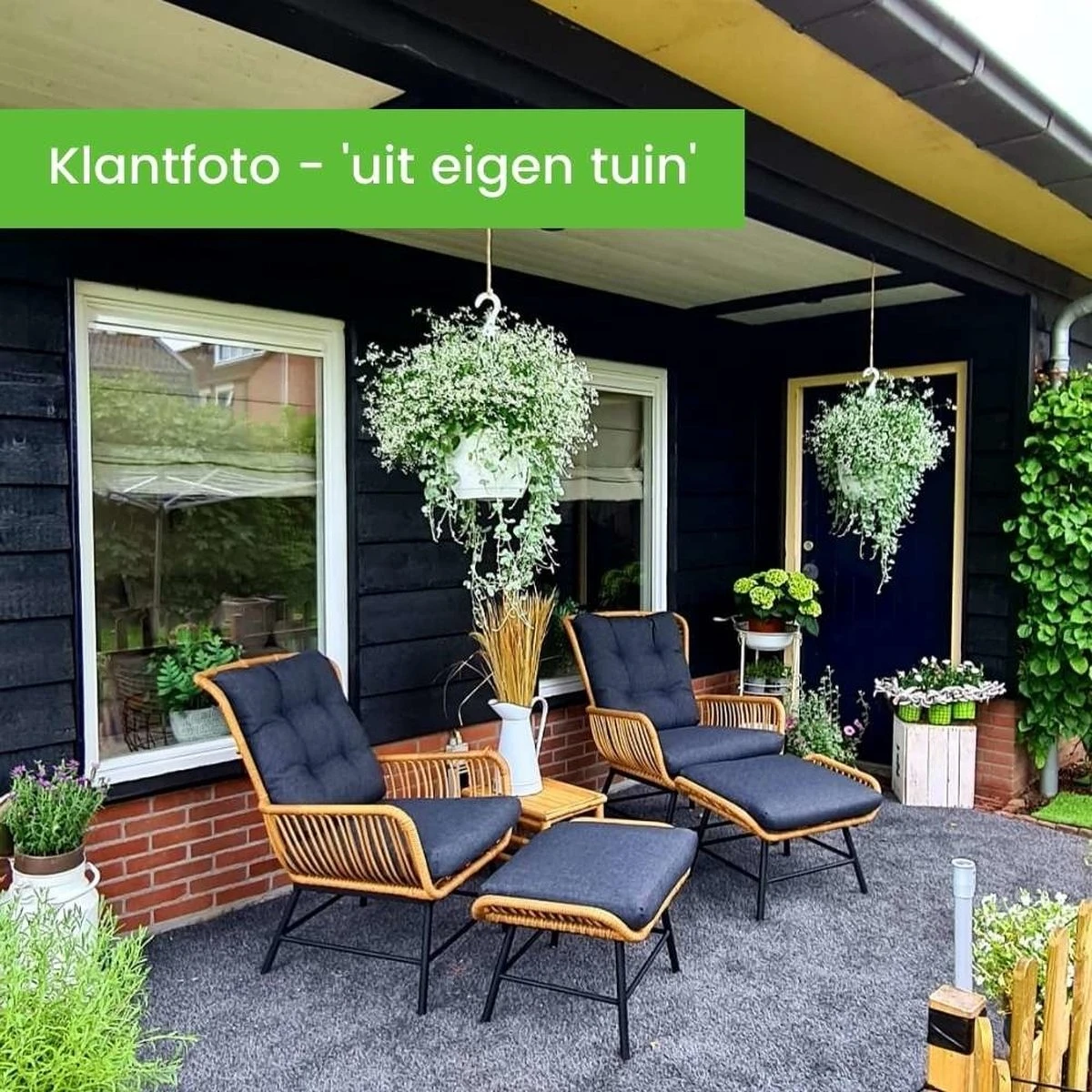 BUITEN Living Dex Wicker Loungestoel Tuin | Wicker + Aluminium | Bamboe Antraciet 4 BUITEN Living Dex Wicker Loungestoel Tuin | Wicker + Aluminium | Bamboe Antraciet - Afbeelding 2