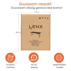 Lenx Klaptafel - Inklapbare Tafel - Opvouwbare Tuintafel - Vouwtafel - Inclusief Handvat En 2 Tafelkleden - 180x75x74cm - 6 Tot 8 Personen -Gardena Winkel 1200x1200 494
