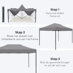 LifeGoods Partytent - 3x4.5 M - Zijwanden - Easy Up - Opvouwbaar - Waterdicht - Draagtas Met Wieltjes - Donkergrijs -Gardena Winkel 1200x1200 541