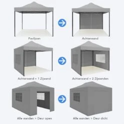LifeGoods Partytent - 3x4.5 M - Zijwanden - Easy Up - Opvouwbaar - Waterdicht - Draagtas Met Wieltjes - Donkergrijs -Gardena Winkel 1200x1200 544