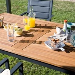 NATERIAL - Uitschuifbare Tuintafel ORIS - Uitschuifbare Tafel Voor 6 Tot 8 Personen - 180-240x100 Cm - Aluminium - Hout Eucalyptus -Gardena Winkel 1200x1200 573