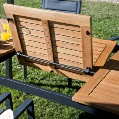 NATERIAL - Uitschuifbare Tuintafel ORIS - Uitschuifbare Tafel Voor 6 Tot 8 Personen - 180-240x100 Cm - Aluminium - Hout Eucalyptus -Gardena Winkel 1200x1200 575