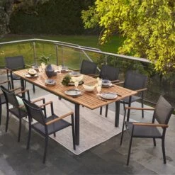 NATERIAL - Uitschuifbare Tuintafel ORIS - Uitschuifbare Tafel Voor 6 Tot 8 Personen - 180-240x100 Cm - Aluminium - Hout Eucalyptus -Gardena Winkel 1200x1200 576