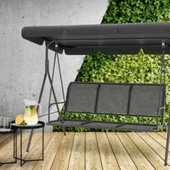 LifeGoods Schommelbank - 3-zits - Tot 250KG - Kantelbaar Dak - UV-bestendig Zonnescherm - 172x104x162cm - Grijs -Gardena Winkel 1200x1200 594
