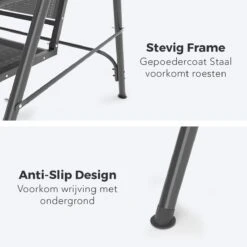 LifeGoods Schommelbank - 3-zits - Tot 250KG - Kantelbaar Dak - UV-bestendig Zonnescherm - 172x104x162cm - Grijs -Gardena Winkel 1200x1200 597