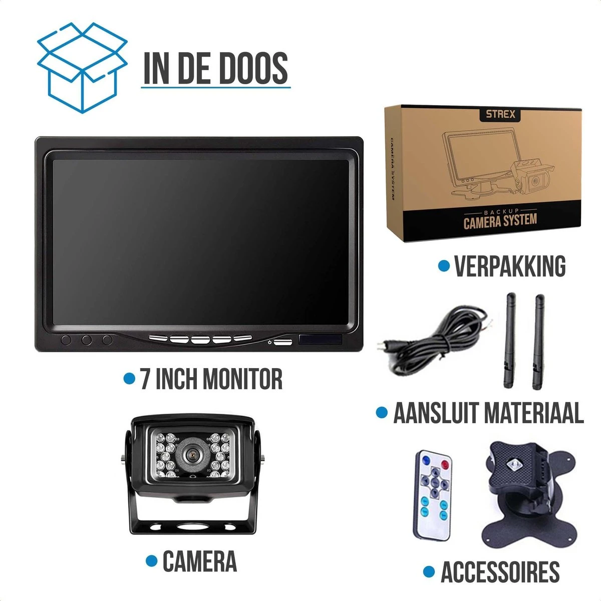 Strex Achteruitrijcamera Set Draadloos - 7" Scherm - 18LED Nachtzicht 15m - IP67 Waterdicht - Achteruitrij Camera - Geschikt Voor Auto/ Camper / Caravan / Vrachtwagen / Landbouw / Boot / Tractor 12 Strex Achteruitrijcamera Set Draadloos - 7" Scherm - 18LED Nachtzicht 15m - IP67 Waterdicht - Achteruitrij Camera - Geschikt Voor Auto/ Camper / Caravan / Vrachtwagen / Landbouw / Boot / Tractor - Afbeelding 10