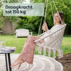 Vita5 Macramé Hangstoel - Voor Binnen En Buiten - Zonder Standaard - Incl. Kussen, Boekenvak En Beschermhoes - Tot 150kg - Beige 18 Vita5 Macramé Hangstoel - Voor Binnen En Buiten - Zonder Standaard - Incl. Kussen, Boekenvak En Beschermhoes - Tot 150kg - Beige -Gardena Winkel 1200x1200 606