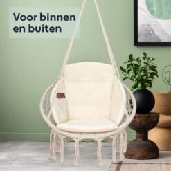 Vita5 Macramé Hangstoel - Voor Binnen En Buiten - Zonder Standaard - Incl. Kussen, Boekenvak En Beschermhoes - Tot 150kg - Beige 19 Vita5 Macramé Hangstoel - Voor Binnen En Buiten - Zonder Standaard - Incl. Kussen, Boekenvak En Beschermhoes - Tot 150kg - Beige -Gardena Winkel 1200x1200 607