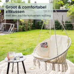 Vita5 Macramé Hangstoel - Voor Binnen En Buiten - Zonder Standaard - Incl. Kussen, Boekenvak En Beschermhoes - Tot 150kg - Beige 20 Vita5 Macramé Hangstoel - Voor Binnen En Buiten - Zonder Standaard - Incl. Kussen, Boekenvak En Beschermhoes - Tot 150kg - Beige -Gardena Winkel 1200x1200 608