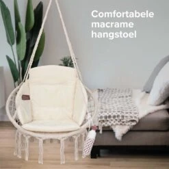 Vita5 Macramé Hangstoel - Voor Binnen En Buiten - Zonder Standaard - Incl. Kussen, Boekenvak En Beschermhoes - Tot 150kg - Beige 21 Vita5 Macramé Hangstoel - Voor Binnen En Buiten - Zonder Standaard - Incl. Kussen, Boekenvak En Beschermhoes - Tot 150kg - Beige -Gardena Winkel 1200x1200 609