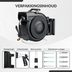 Buxibo - Wandslangenbox 20 Meter + 2 Meter - Tuinslang Met Haspel - 9 Sproei Standen - Slangenhouder 180° Draaibaar - Tuinslanghaspel Zwart+ Gratis Sproeier - Zwart -Gardena Winkel 1200x1200 678