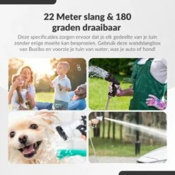 Buxibo - Wandslangenbox 20 Meter + 2 Meter - Tuinslang Met Haspel - 9 Sproei Standen - Slangenhouder 180° Draaibaar - Tuinslanghaspel Zwart+ Gratis Sproeier - Zwart -Gardena Winkel 1200x1200 685