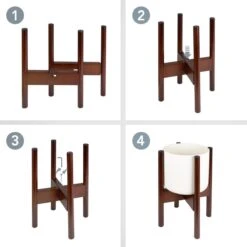 LifeGoods Planten Standaard - Uitschuifbare Bloempothouder - 20 Tot 30 Cm - Donker Bamboe -Gardena Winkel 1200x1200 802