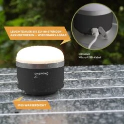 Skandika Campinglamp Tarfala – Tentlampen – Campinglampen – Kampeerlamp – Tentlamp Oplaadbaar, Traploos Dimbaar, Ophanghaak, USB Aansluiting – 3600 MAh Powerbank – Warm Wit, Koel Wit, 110 H Batterij – Tentlamp Buiten – Energieklasse A ++ - Zwart -Gardena Winkel 1200x1200 82