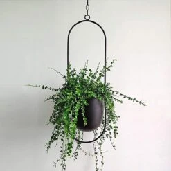 Be-Inspired® Hangende Bloempot Ovaal - Bloempot Binnen - Voor Hangplant – Plant Bloem Pot Met Opknoping – Plantenhanger - Plantenbak - Industrieel – Scandinavisch - Metaal - Zwart -Gardena Winkel 1200x1200 836