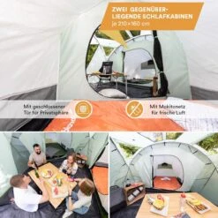Skandika Bern 4 Koepeltent - Koepeltent - Tenten - 4 Persoons Kampeertent Met Panoramisch Dakraam, 2 Slaapcabines, Grondzeil, 210 Cm Stahoogte, Waterdicht, 4000 Mm Waterkolom - Grote Outdoor Familie Tent, Kampeertent - Grijs -Gardena Winkel 1200x1200 87