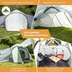Skandika Bern 4 Koepeltent - Koepeltent - Tenten - 4 Persoons Kampeertent Met Panoramisch Dakraam, 2 Slaapcabines, Grondzeil, 210 Cm Stahoogte, Waterdicht, 4000 Mm Waterkolom - Grote Outdoor Familie Tent, Kampeertent - Grijs -Gardena Winkel 1200x1200 88