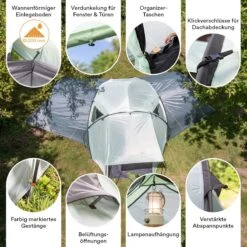 Skandika Bern 4 Koepeltent - Koepeltent - Tenten - 4 Persoons Kampeertent Met Panoramisch Dakraam, 2 Slaapcabines, Grondzeil, 210 Cm Stahoogte, Waterdicht, 4000 Mm Waterkolom - Grote Outdoor Familie Tent, Kampeertent - Grijs -Gardena Winkel 1200x1200 91