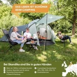 Skandika Bern 4 Koepeltent - Koepeltent - Tenten - 4 Persoons Kampeertent Met Panoramisch Dakraam, 2 Slaapcabines, Grondzeil, 210 Cm Stahoogte, Waterdicht, 4000 Mm Waterkolom - Grote Outdoor Familie Tent, Kampeertent - Grijs -Gardena Winkel 1200x1200 92