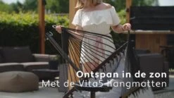 Vita5 Hangmat Met Standaard En Spreidstok – 2 Persoons – Incl. Bekerhouder - Afneembaar Kussen – Uv-bestendig – Beige -Gardena Winkel 1200x675 10