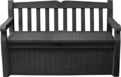 Keter Eden Garden Bench Opbergbank - 265L - 140x60x84cm - Zwart/Grijs -Gardena Winkel 1200x763