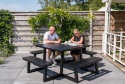 MaximaVida Vierkante Aluminium Picknicktafel Dex 215 Cm Zwart - Lage Instap -Gardena Winkel 1200x800 89