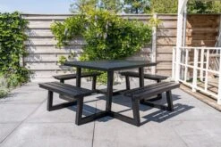 MaximaVida Vierkante Aluminium Picknicktafel Dex 215 Cm Zwart - Lage Instap -Gardena Winkel 1200x800 90