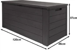 Merkloos Woody Tuin Opbergbox - 324 Liter 45x120x60 Cm - Tuinkussenbox - Antraciet/bruin -Gardena Winkel 1200x826 3