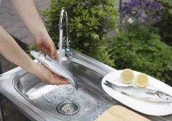 Camping/Outdoor Inox Tafel Met Gootsteen Lavabo En Kraan 100x77x50cm -Gardena Winkel 1200x852