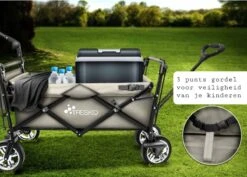 Wildebeest Bolderkar Opvouwbaar Grijs - Bolderwagen Met Kinder Zitje - Bolderkarren - Handkar Grijs - Opvouwbaar Transportwagen - Transportkar - Handkar Tuin Trolley Met Dak Transport Trolley XXL -Gardena Winkel 1200x861